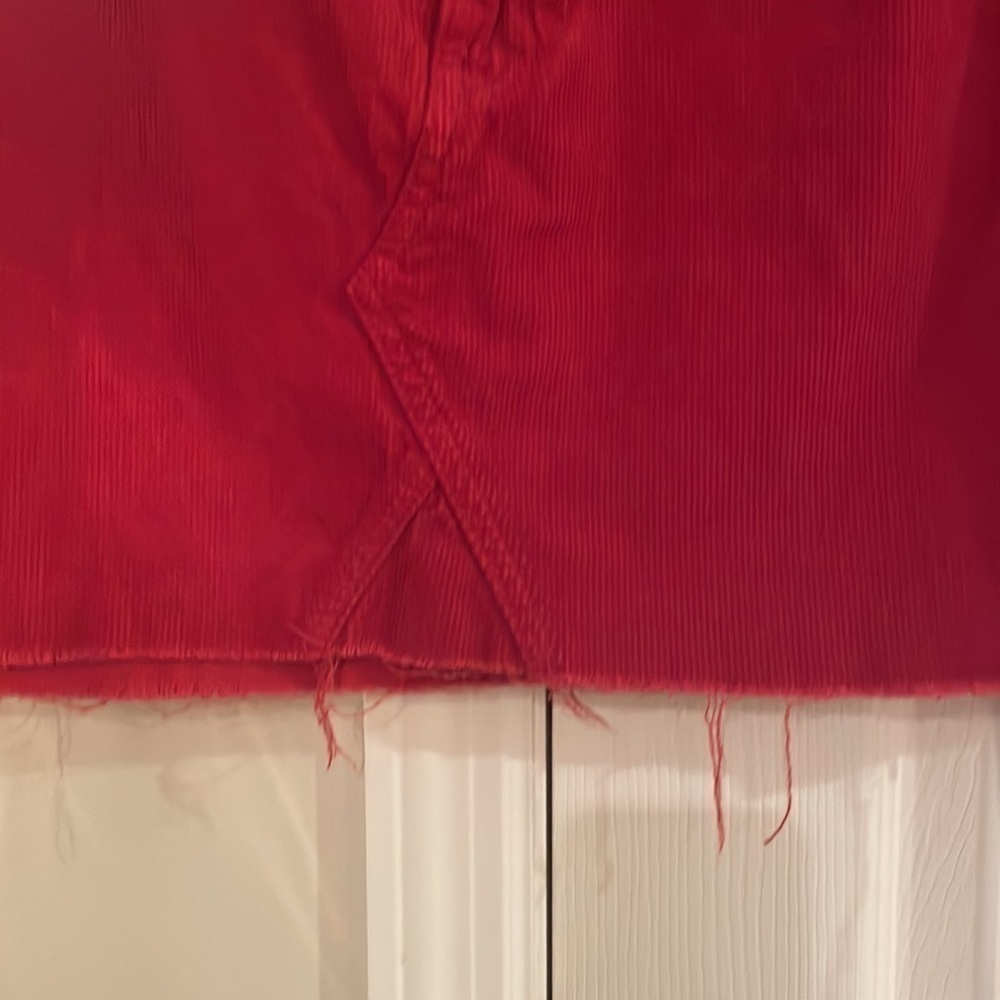 PacSun  Chili Pepper Romantic Red corduroy mini distressed hem skirt in size 27 - Picture 2 of 6